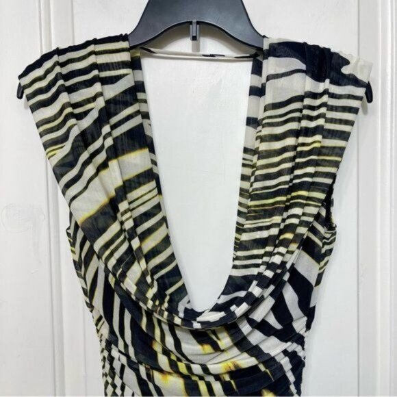 New AFRM Anthropologie Kerra Abstract Zebra Print Plunge Neck Minidress Size S - Picture 7 of 11